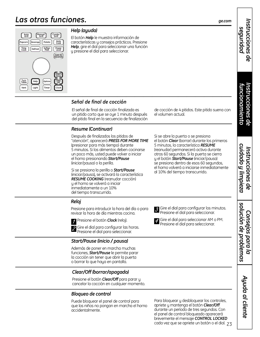 GE DVM1665 manual Las otras funciones, Al cliente, Ayuda 