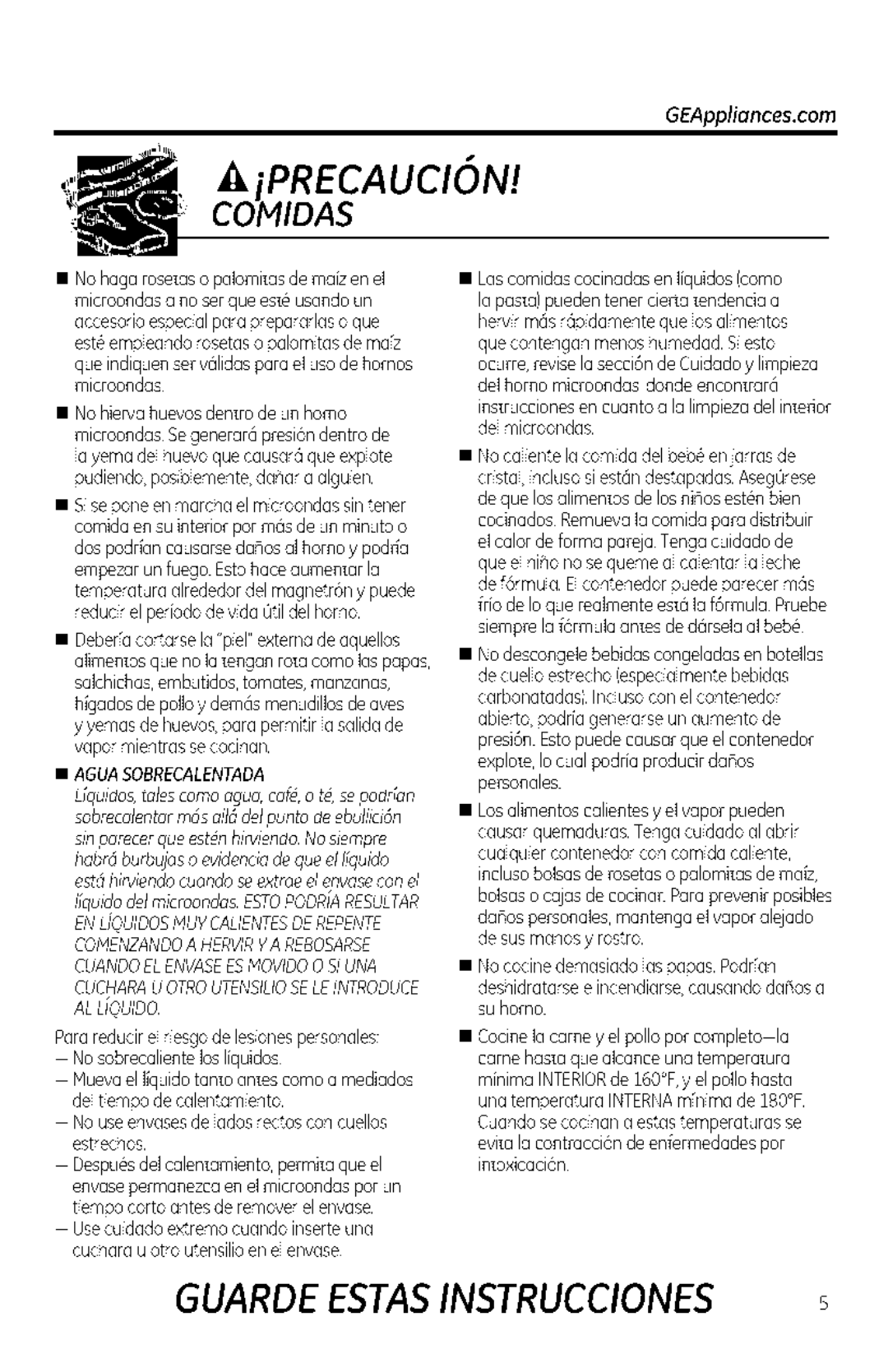 GE DVM1950, JVM1950, JNM1951 Que indiquenset vdtidasparaet usade homos microondas, Nodescongetebebidascongetadasen botettas 