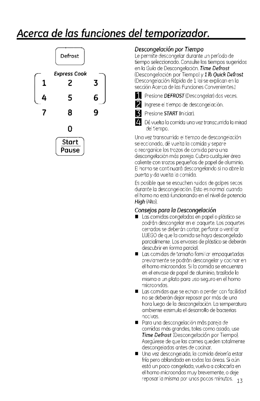 GE JNM1951, DVM1950 manual Acerca de las funciones, Consejos para la Oescongelad6n, Lascomidasde tamaofamiliarempaquetadas 