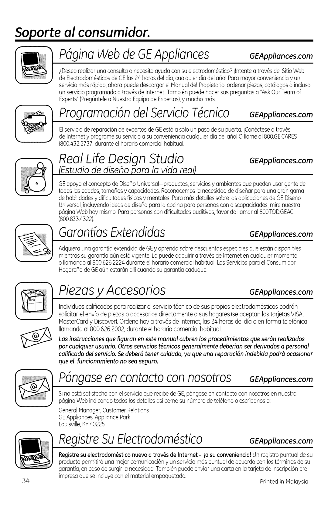 GE JNM1951 manual ProgramacidndelServicioTcnico GEApUiances, Real Life Design Studio, Estudio de diseho para la vida real 