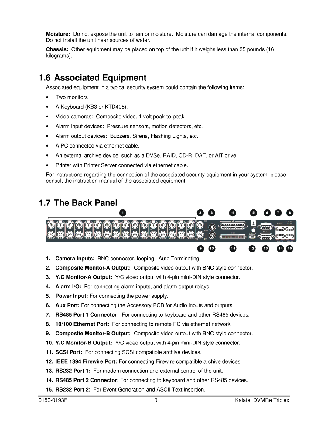 GE DVMRe user manual Associated Equipment, Back Panel 