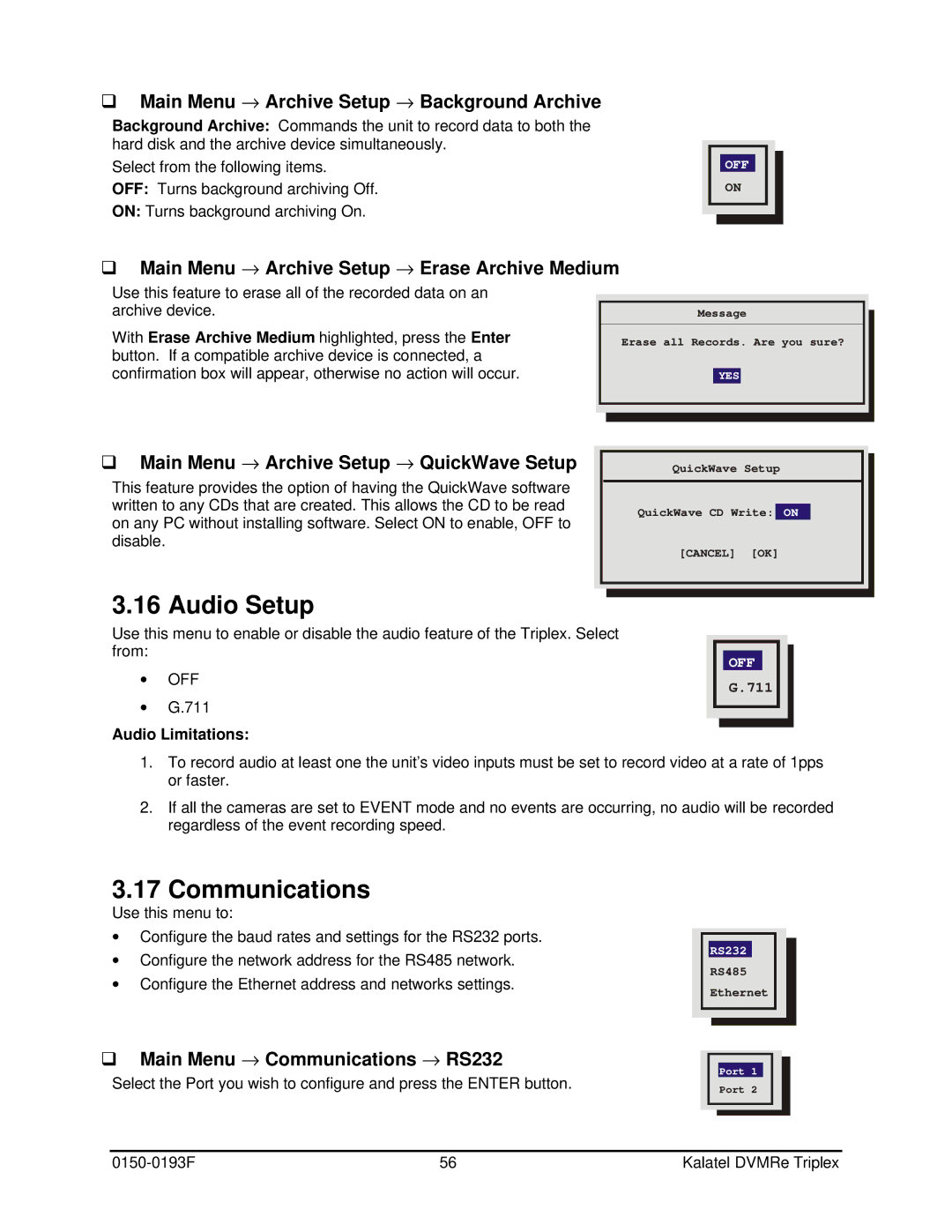 GE DVMRe user manual Audio Setup, Communications 