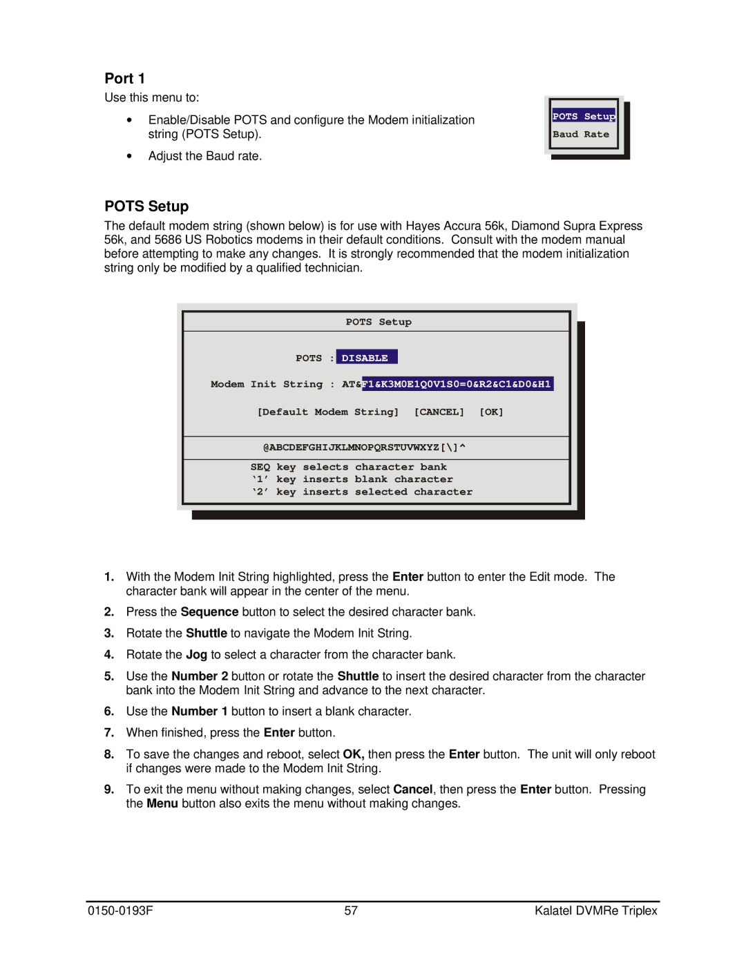 GE DVMRe user manual Port, Pots Setup 