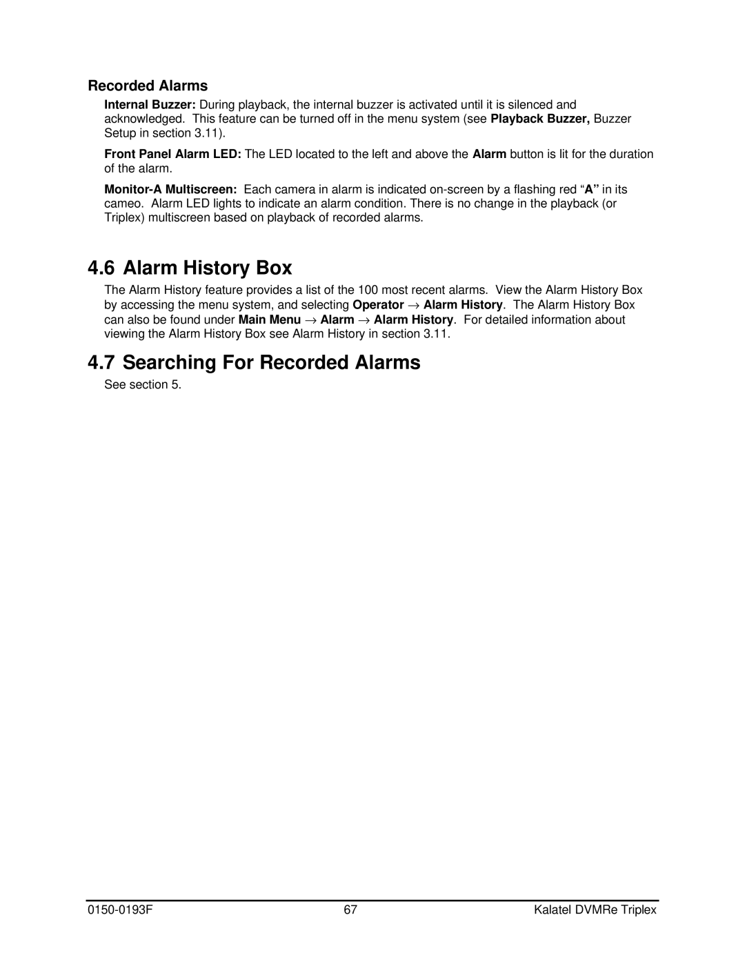 GE DVMRe user manual Alarm History Box, Searching For Recorded Alarms 