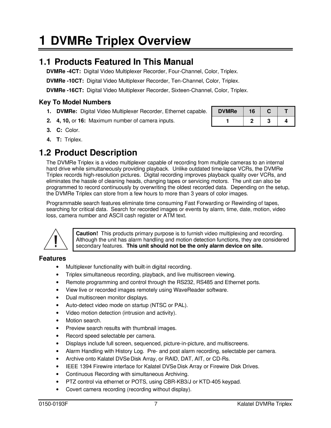 GE DVMRe Triplex Overview, Products Featured In This Manual, Product Description, Key To Model Numbers, Features 