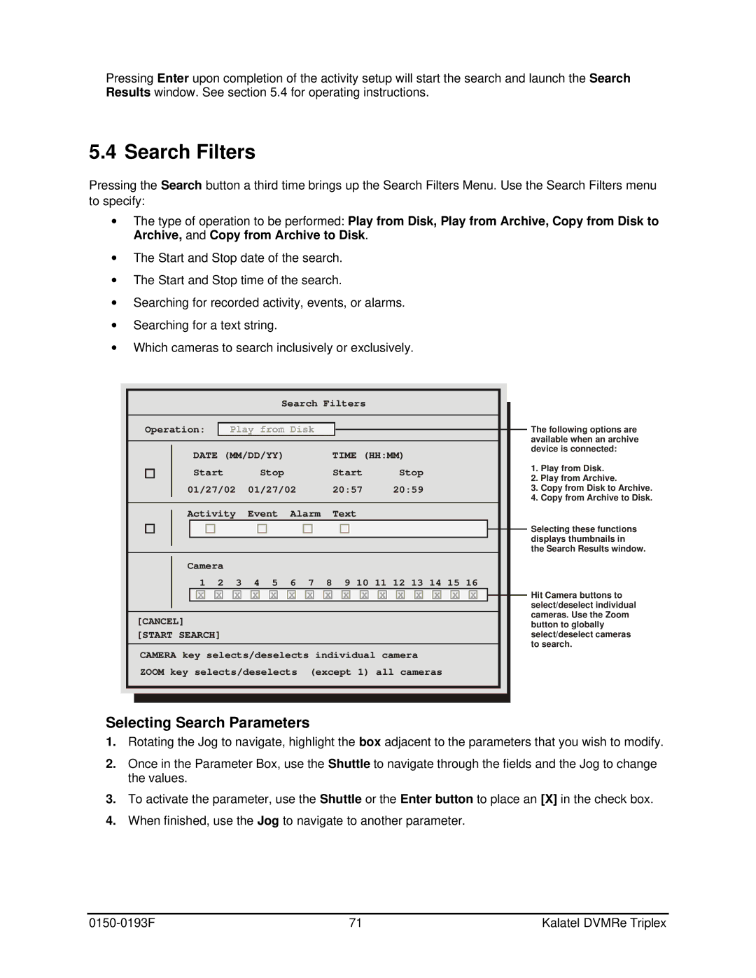 GE DVMRe user manual Search Filters, Selecting Search Parameters 