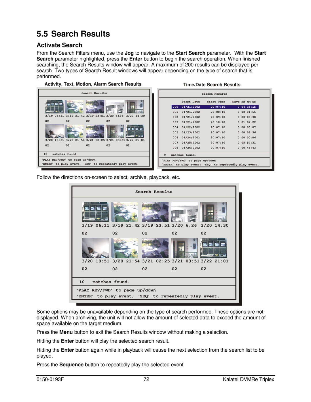 GE DVMRe user manual Search Results, Activate Search 