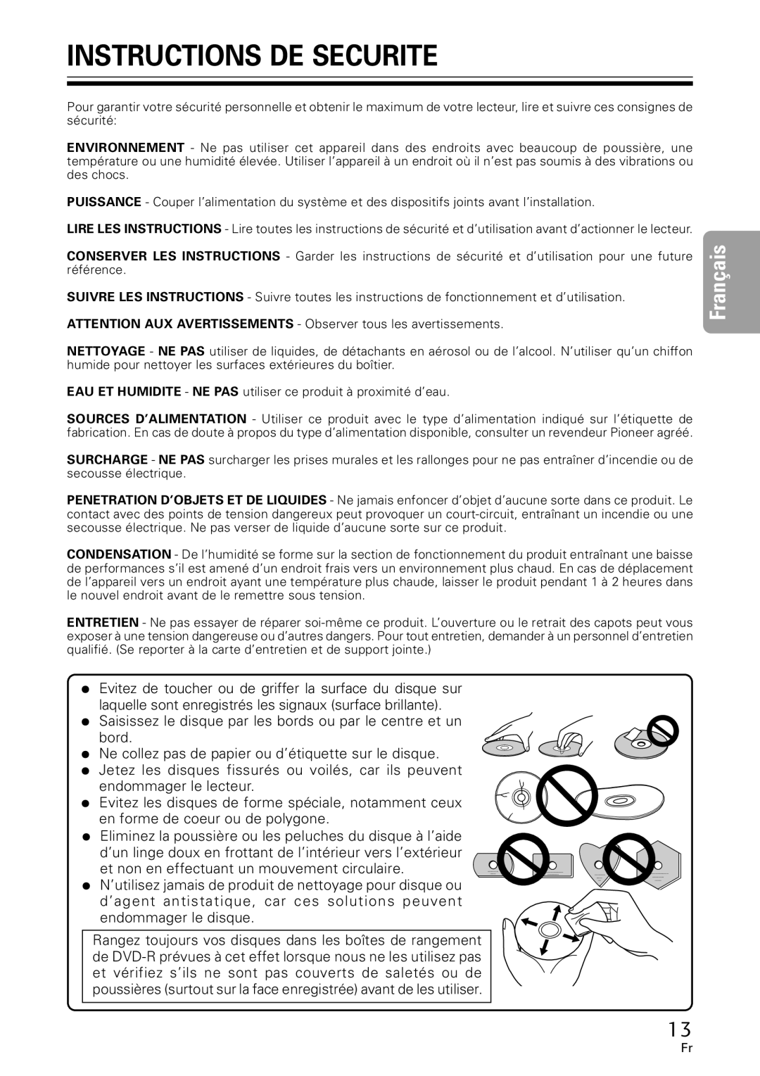 GE DVR-A05 operating instructions Instructions DE Securite 