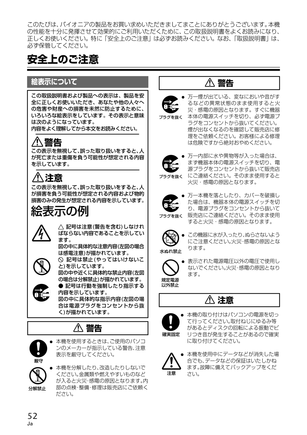 GE DVR-A05 operating instructions 絵表示の例 