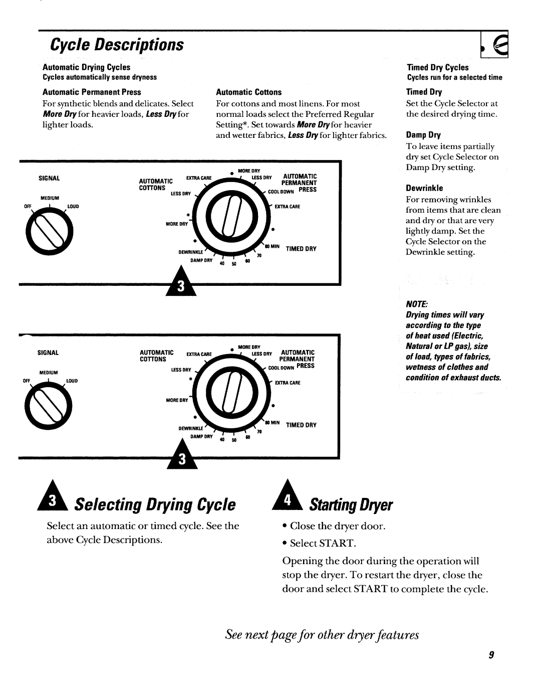 GE DWXR473ET, DWXR473GT operating instructions Cycle Descriptions 