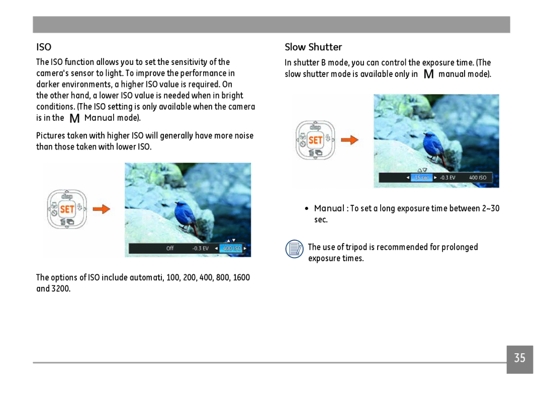 GE E1410SW-CR, E1410SW-BK, E1410SW-CP user manual Iso, Slow Shutter 