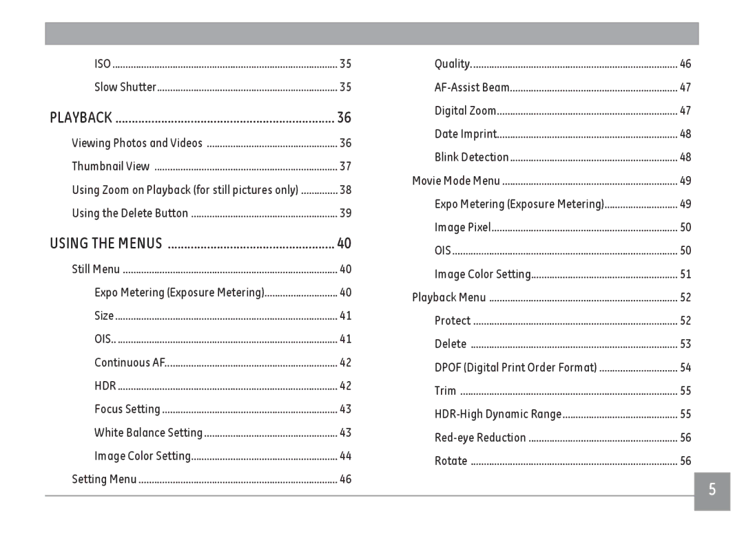 GE E1410SW-CR, E1410SW-BK, E1410SW-CP user manual Expo Metering Exposure Metering 