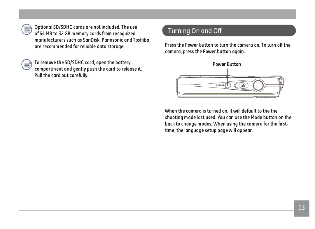 GE E1450WBK, E1450WSL, E1450WRD user manual Turning On and Off 