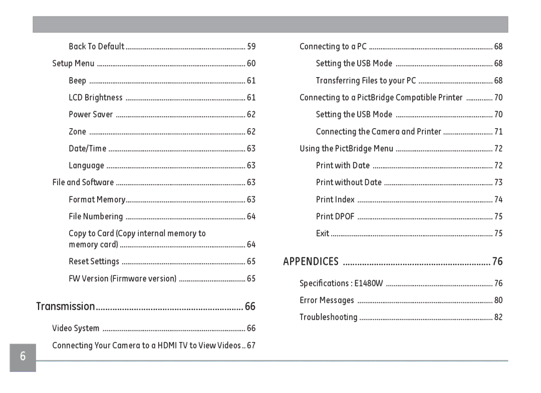 GE E1480W-SL, E1480WSL, E1480WRD, E148OW user manual Transmission 