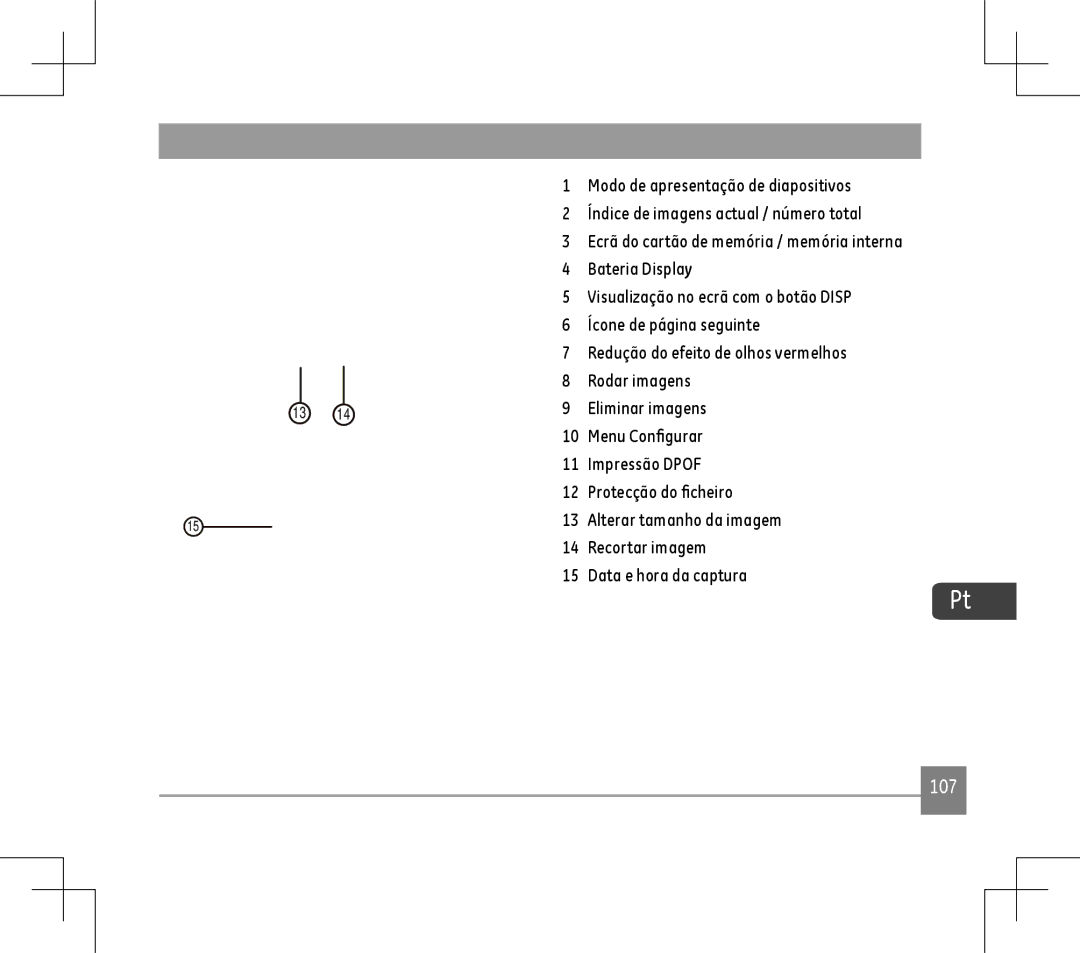 GE E1486TW user manual Menu Configurar Impressão Dpof Protecção do ficheiro, Recortar imagem Data e hora da captura 