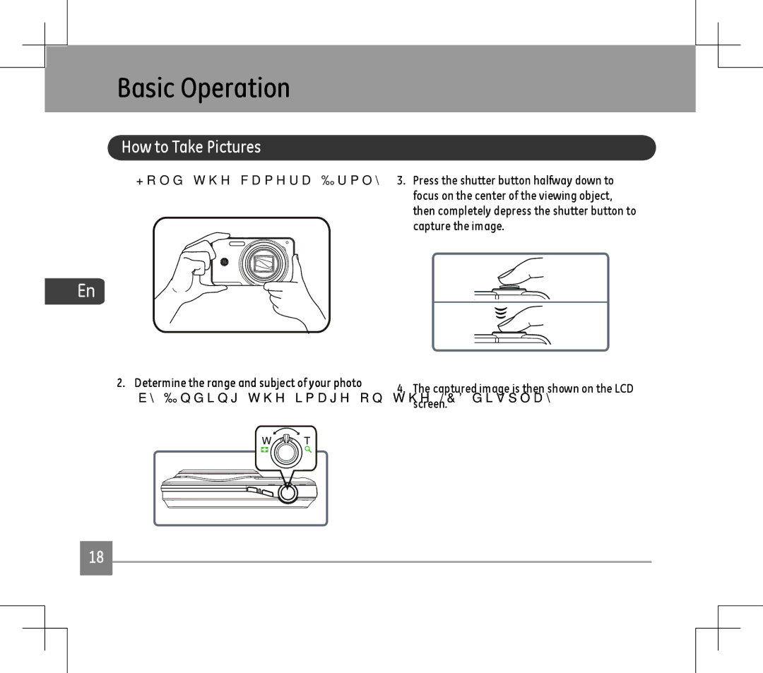 GE E1486TW user manual Basic Operation, How to Take Pictures, Hold the camera firmly 