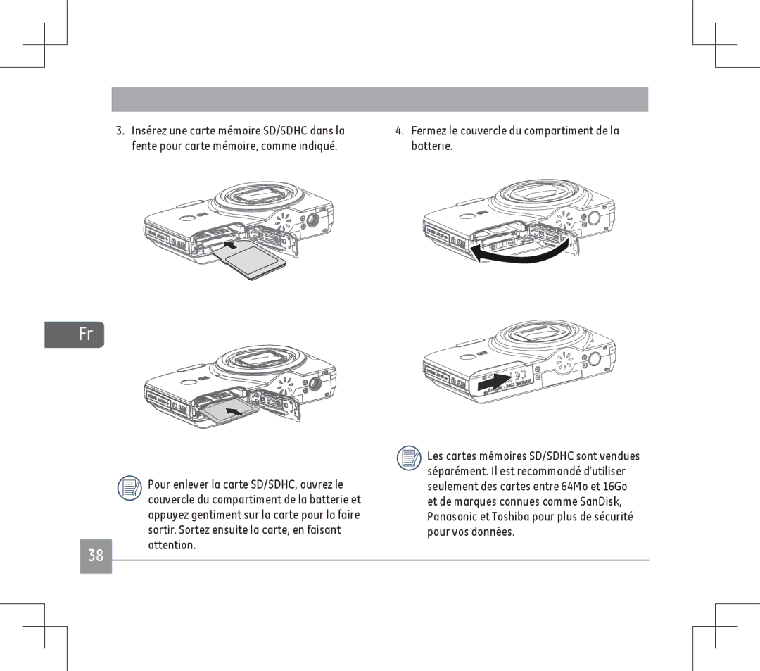 GE E1486TW user manual Fermez le couvercle du compartiment de la batterie 