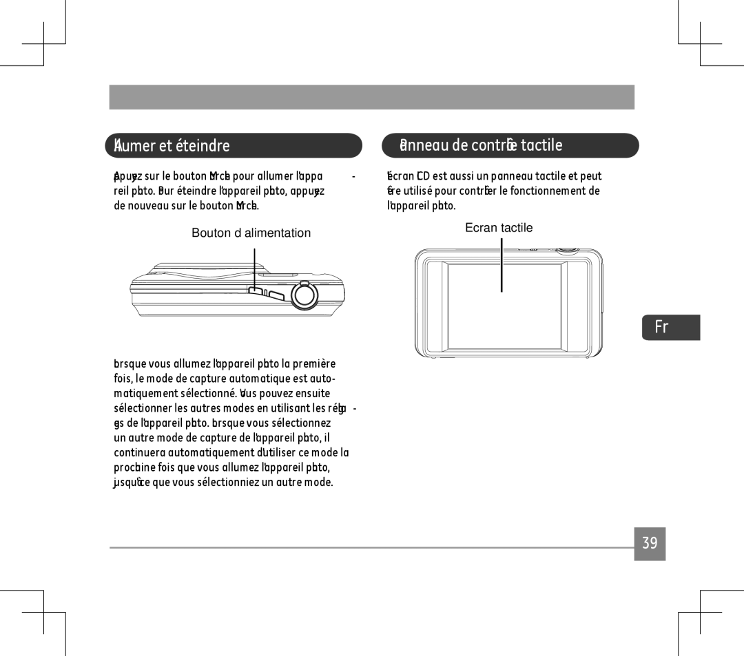 GE E1486TW user manual Allumer et éteindre, Panneau de contrôle tactile, Bouton d’alimentation, Ecran tactile 