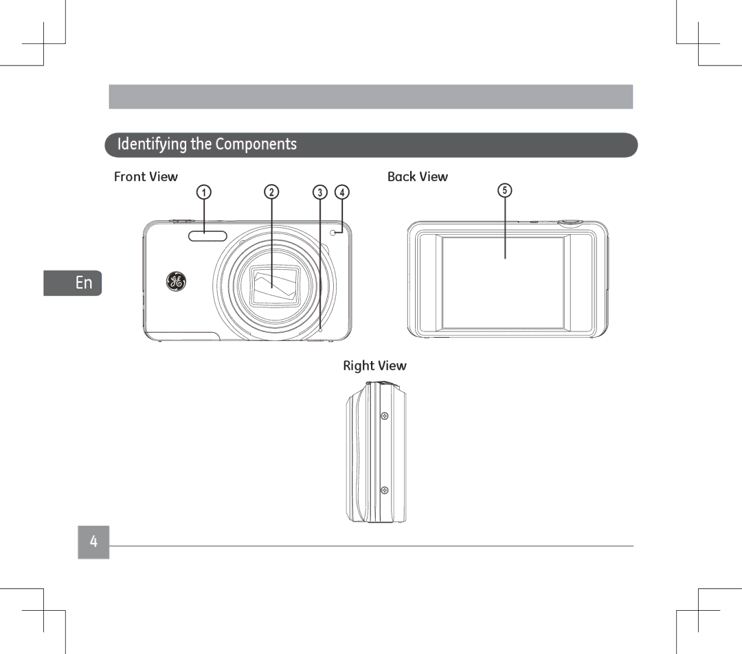 GE E1486TW user manual Identifying the Components, Back View, Right View 