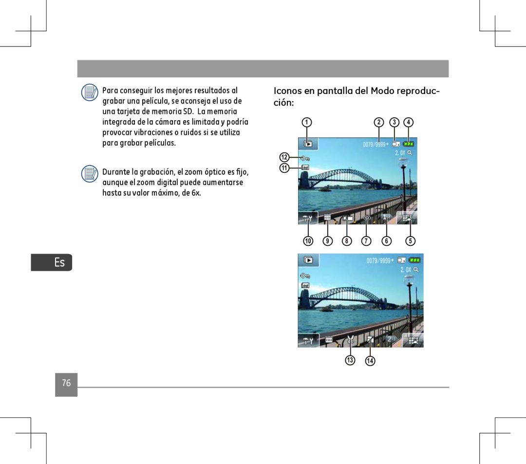 GE E1486TW user manual Iconos en pantalla del Modo reproduc- ción 