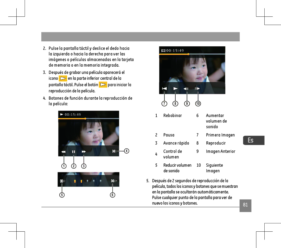 GE E1486TW user manual Aumentar, Volumen de, Sonido, Reproducir, Siguiente, De sonido Imagen 