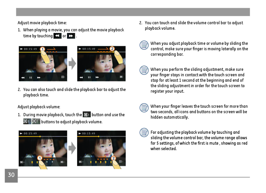 GE E1486TW/G user manual Adjust movie playback time 