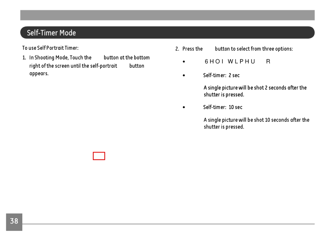 GE E1486TW/G user manual Self-Timer Mode 