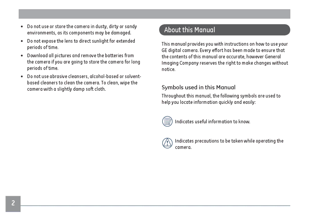 GE E1486TW/G user manual About this Manual, Symbols used in this Manual 