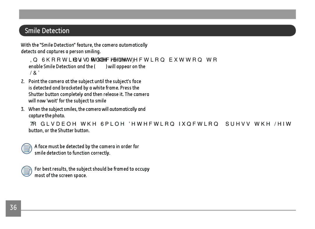 GE E1680W user manual Smile Detection 