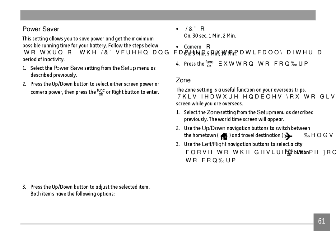 GE E1680W user manual Power Saver, Zone 