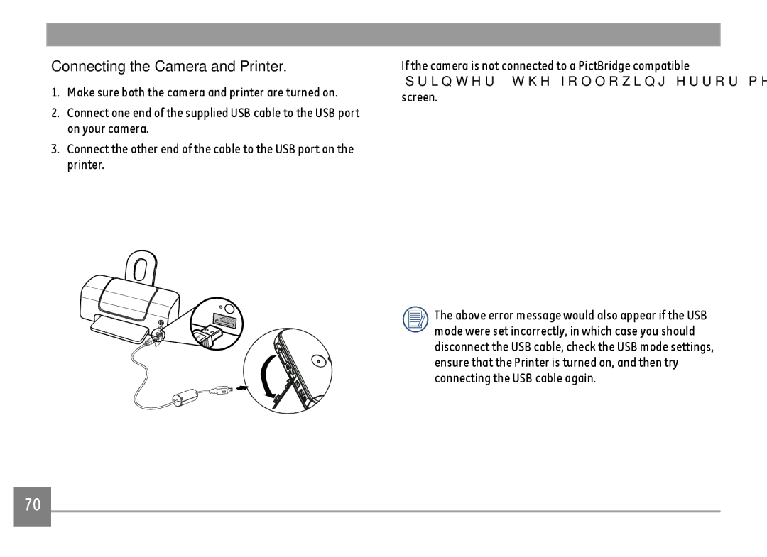 GE E1680W user manual Connecting the Camera and Printer 