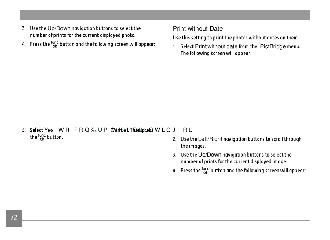 GE E1680W user manual Print without Date, Button, Use this setting to print the photos without dates on them 