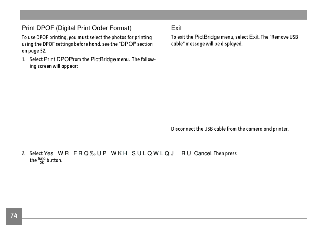 GE E1680W user manual Print Dpof Digital Print Order Format, Exit 