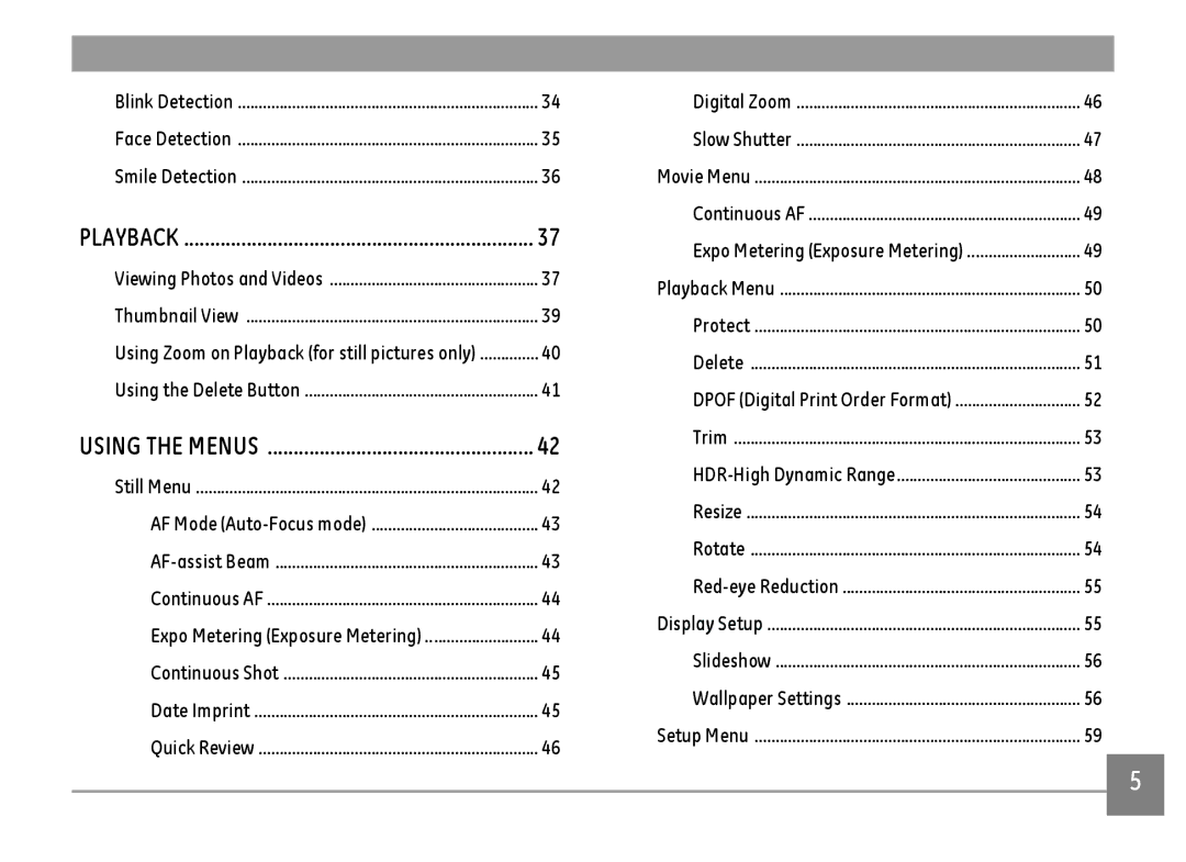 GE E1680W user manual Expo Metering Exposure Metering 