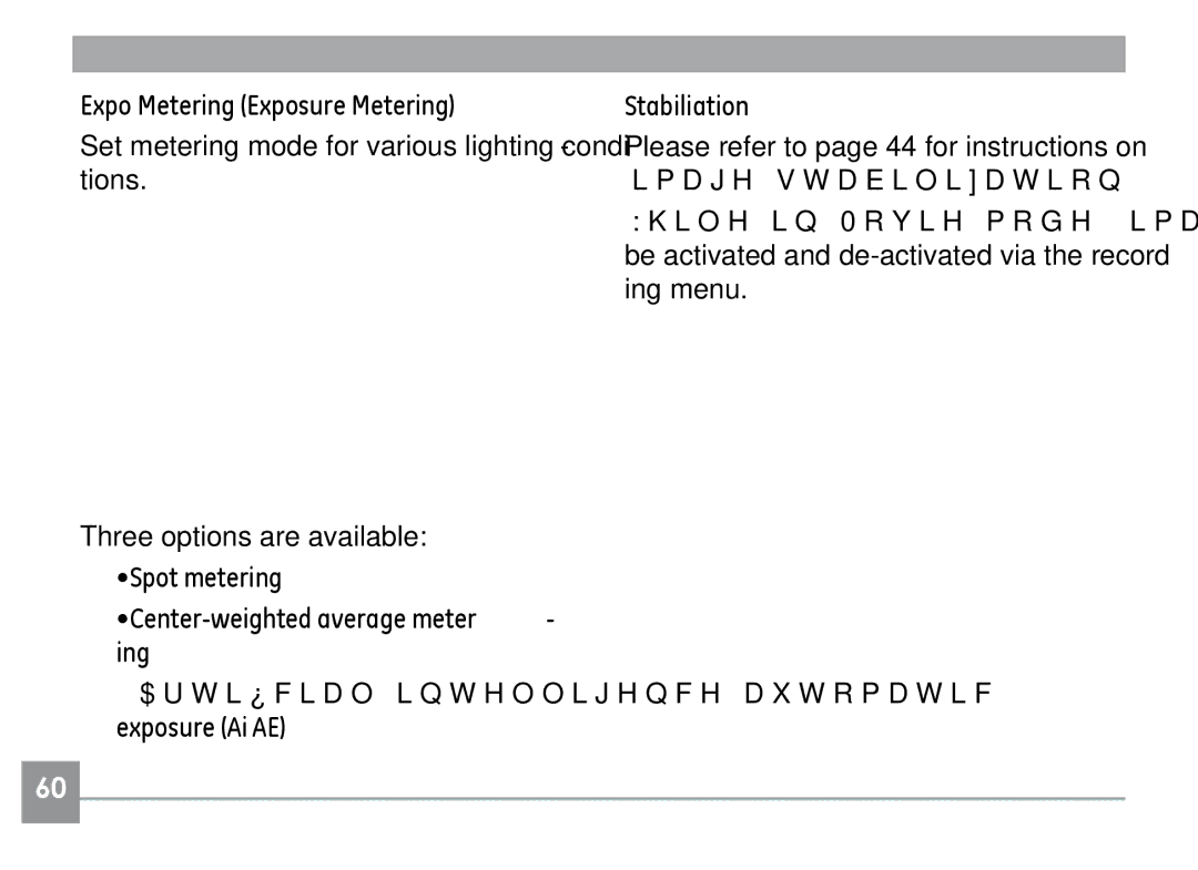 GE E1235, E840S, E1035 user manual Expo Metering Exposure Metering 