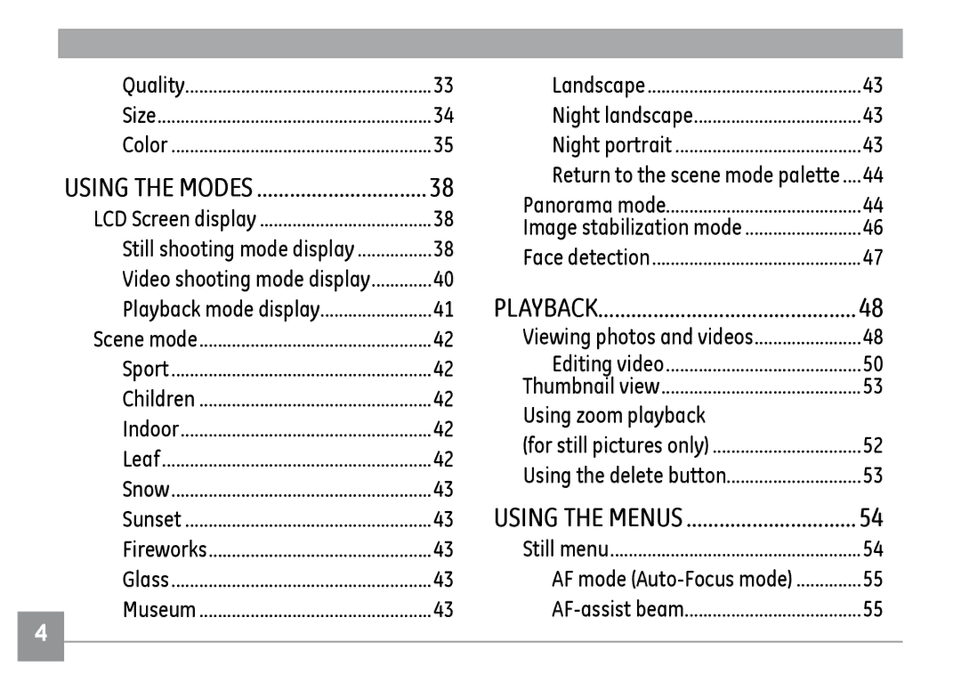 GE E1035, E840S, E1235 user manual Video shooting mode display, Return to the scene mode palette, Using zoom playback 