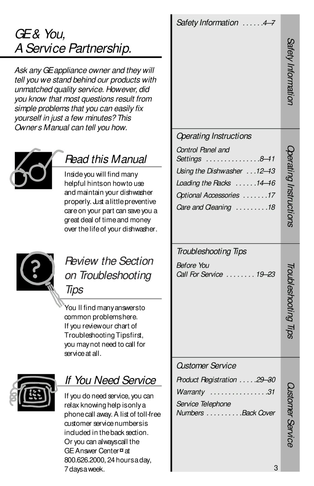 GE GSD5130, EDW2020, GSD5320, GSD5310, GSD5122 GE & You Service Partnership, Operating Instructions, Safety Information 