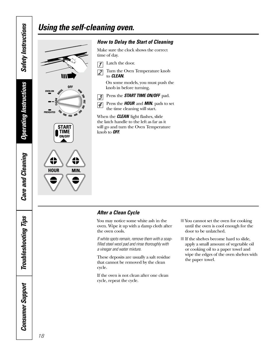 GE 71, EER 3000, JB700, 67, 78 Consumer Support Troubleshooting Tips, How to Delay the Start of Cleaning, After a Clean Cycle 