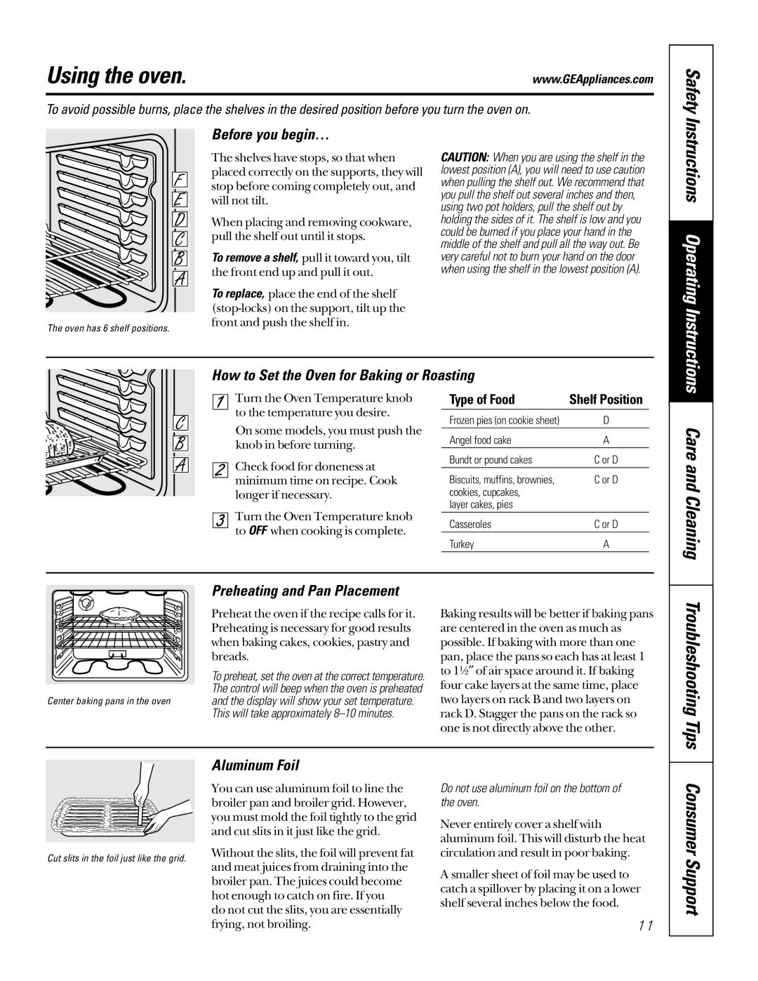 GE JBP70, EER2000 owner manual Using the oven, Care and Cleaning, Troubleshooting Tips 