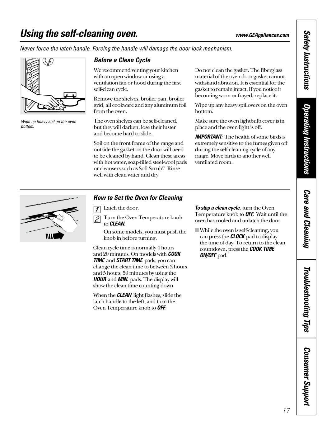 GE JBP70, EER2000 owner manual Using the self-cleaning oven, Instructions Operating Instructions, Before a Clean Cycle 