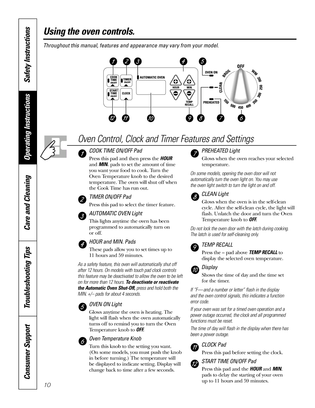 GE EER3002 owner manual Using the oven controls, Cleaning, Care, Consumer Support Troubleshooting Tips 