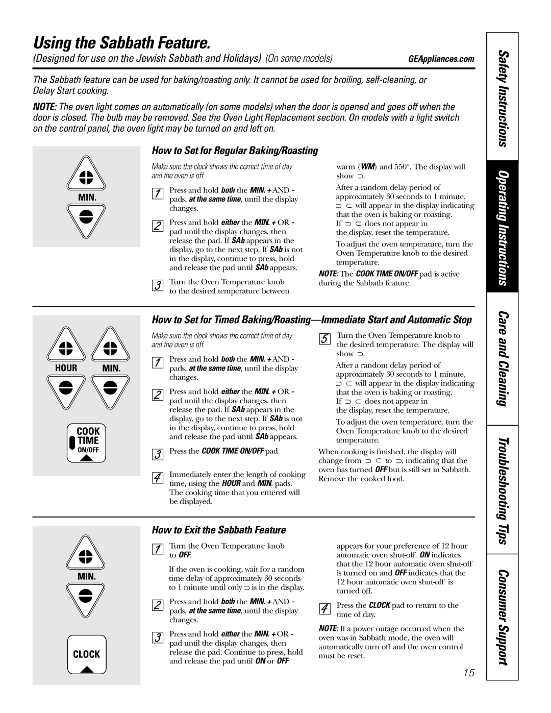 GE EER3002 owner manual Using the Sabbath Feature, Operating Instructions, Safety Instructions, Cleaning Troubleshooting 