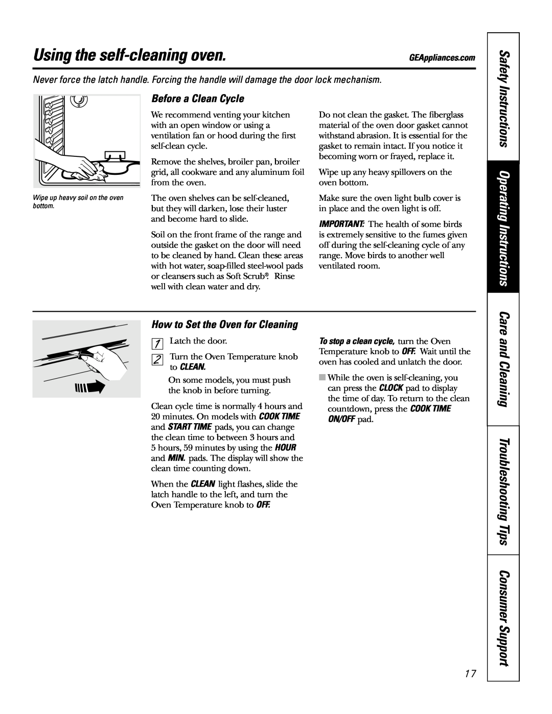 GE EER3002 owner manual Using the self-cleaning oven, Instructions Operating Instructions, Before a Clean Cycle, Safety 