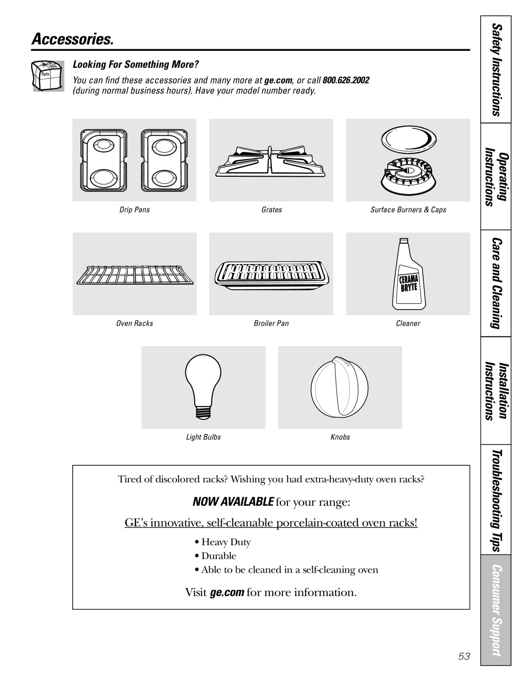 GE JGBP32, EGR2001, EGR2002, JGBP33, JGBP29, JGBP28 manual Accessories, Looking For Something More? 