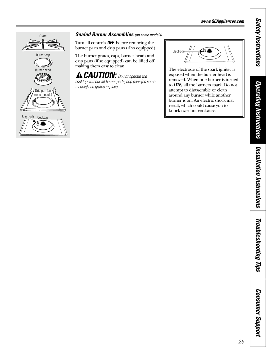 GE EGR3000 installation instructions Safety 