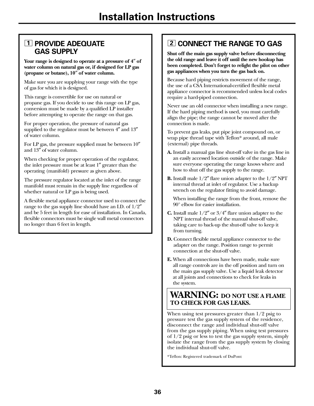 GE EGR3000 installation instructions Connect the Range to GAS, Provide Adequate GAS Supply 