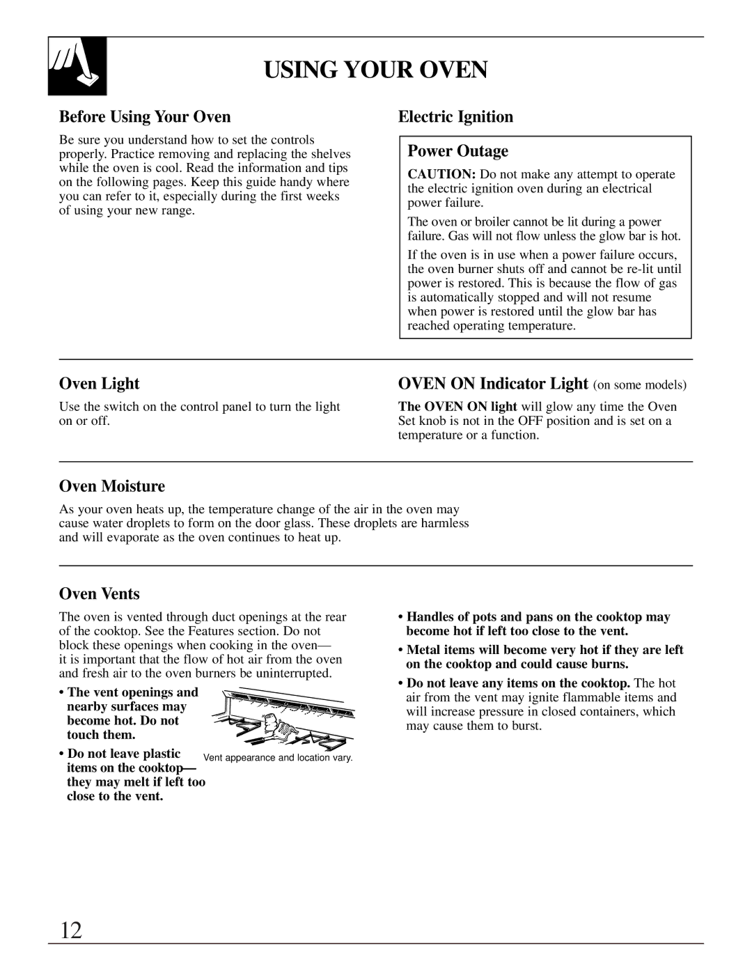 GE EGR3001, JR EGR3000, JGBP40 manual Using Your Oven 