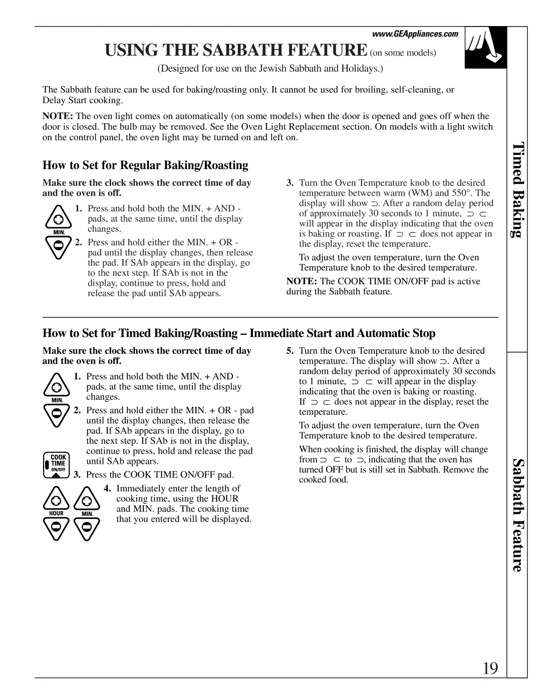 GE JR EGR3000, EGR3001, JGBP40 manual Sabbath Feature, How to Set for Regular Baking/Roasting 