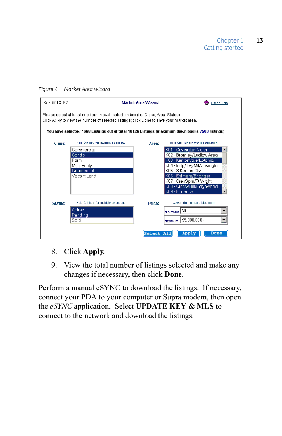 GE eKEY user manual Market Area wizard 