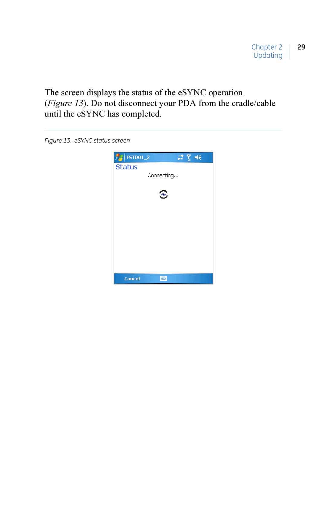 GE eKEY user manual Screen displays the status of the eSYNC operation 